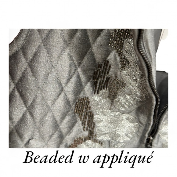 Chicos Richly Embellished Quilted Vest Pewter Chicos Size 00 (XS) NWT - Picture 7 of 7